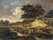 Jan Wijnants Landscape with a rider watering his horse. Sweden oil painting artist